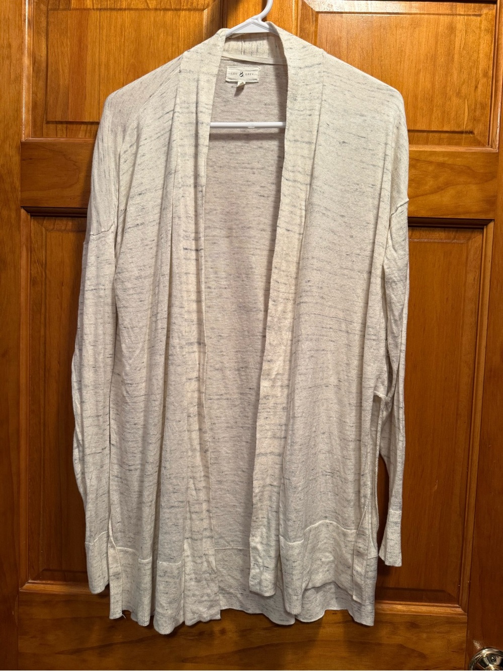 Lou & Grey Open-Front Cardigan Sweater in Cream
